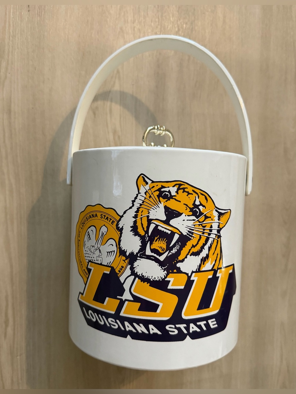 Vintage LSU Tigers Louisiana State Football Ice Bucket w/ Lid 60s